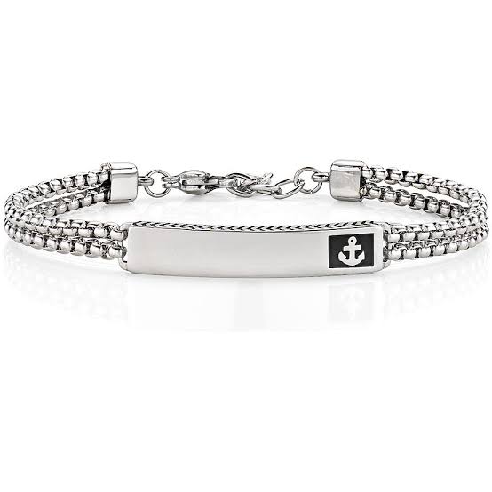 BRACCIALE TARGHETTA LUCIDA CON ANCORA