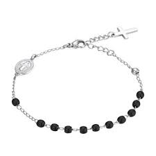 BRACCIALE UOMO ROSARIO IN ACCIAIO NERO