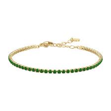 BRACCIALE TENNIS DONNA IN ACCIAIO COLORE ORO CON ZIRCONI VERDI