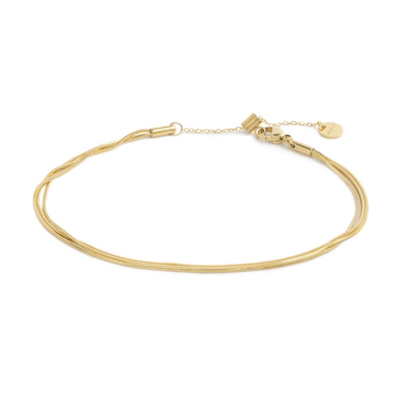 Cavigliera catena multifilo snake quadrata base gialla
