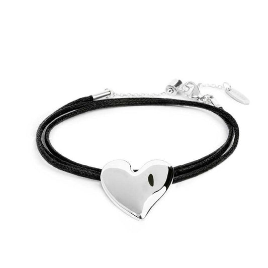 BRACCIALE TRIPLO CORDINO CERATO CON CUORE BIANCO