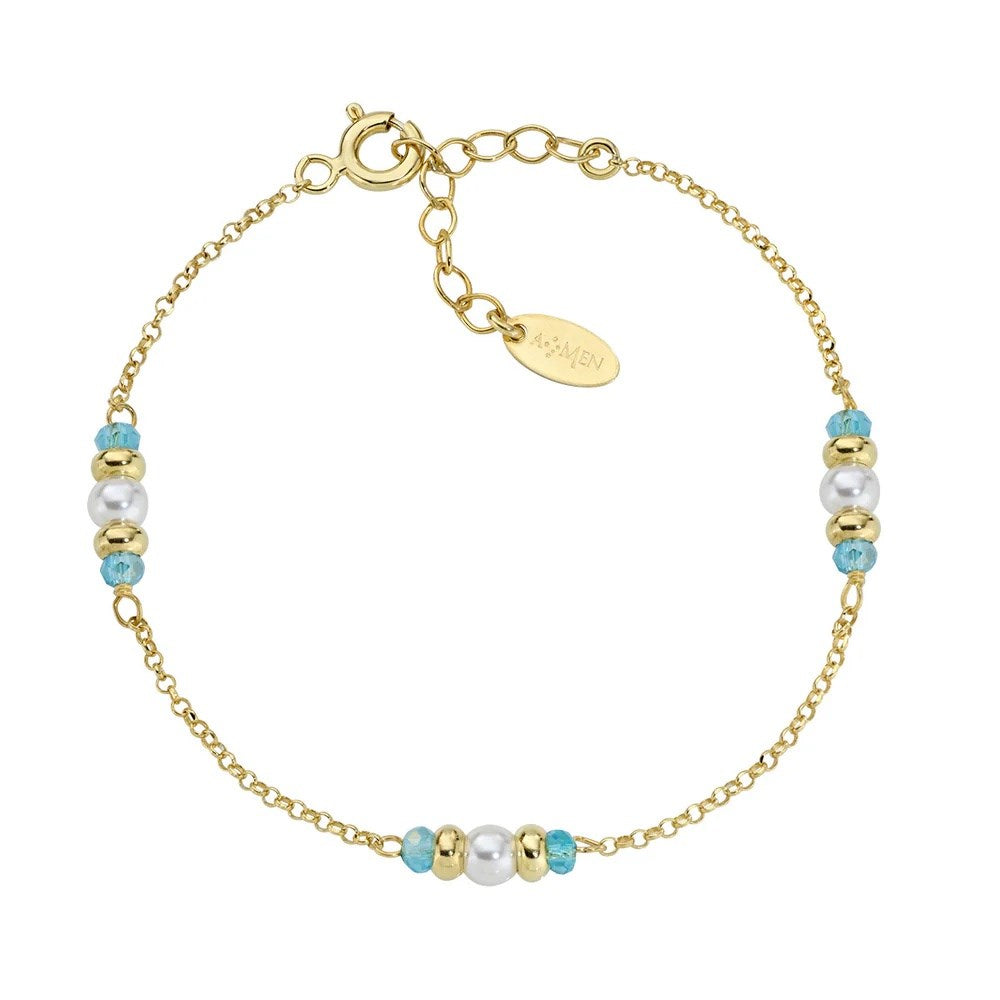 Bracciale Rainbow Dorato Cristalli Viola e Perle