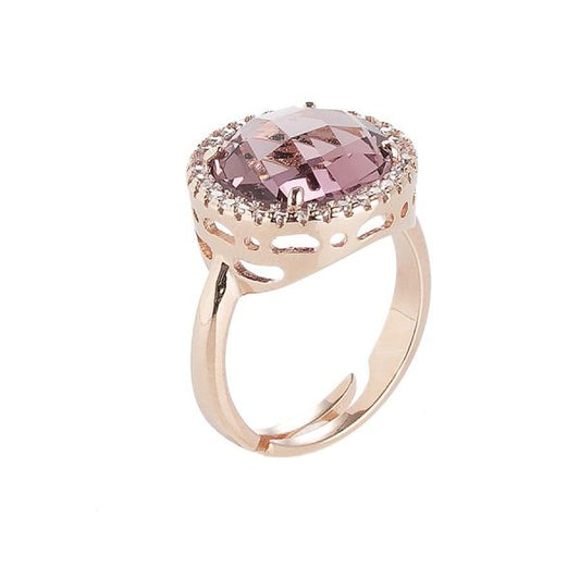 Anello con cristallo amethyst