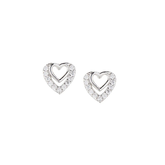 Orecchini Diamonds Due Cuori Zirconi Bianchi