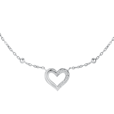 COLLANA DONNA IN ACCIAIO CON CUORE E PUNTI LUCE IN ZIRCONE BIANCO
