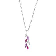COLLANA FOGLIE CON CRISTALLI ROSE E VIOLA