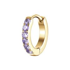 MONO ORECCHINO DONNA IN ACCIAIO CON ZIRCONI VIOLA