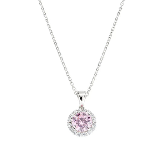 Collana Diamond con Zircone tondo Rosa