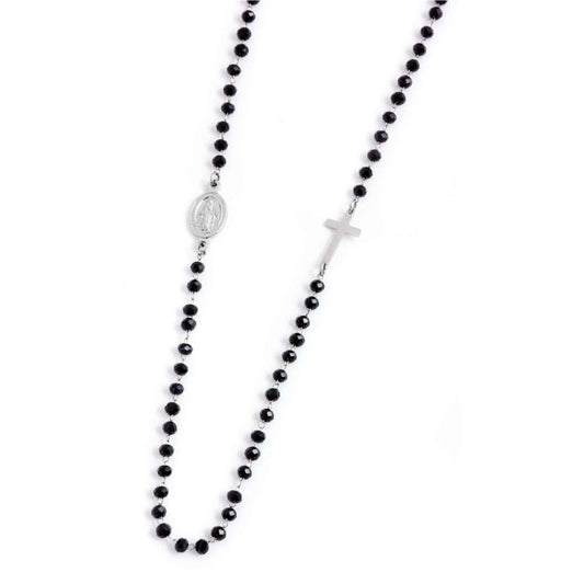Collana rosario cristalli sfaccettati LUI/LEI (BASE BIANCA)