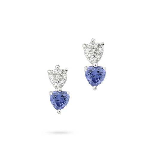 Orecchini con zirconi a cuore bianchi e tanzanite e zirconi