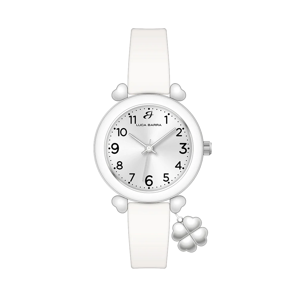 OROLOGIO DONNA BIANCO CON CHARM QUADRIFOGLIO