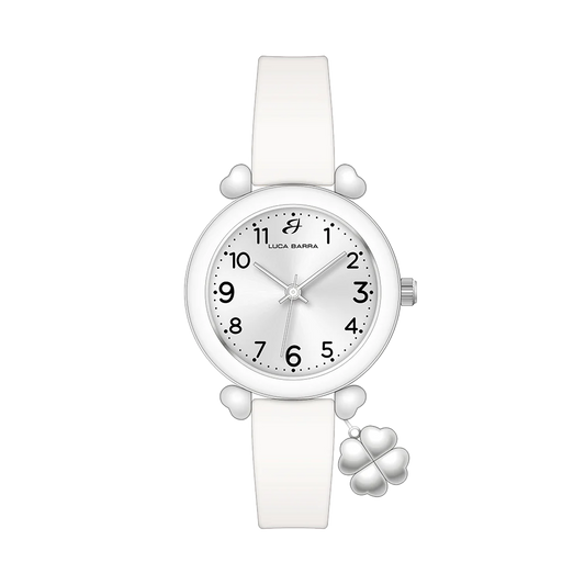 OROLOGIO DONNA BIANCO CON CHARM QUADRIFOGLIO