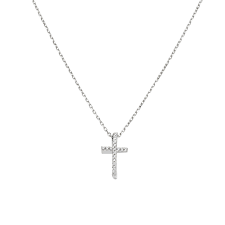 Collana Croce Lunga con Zirconi Bianchi