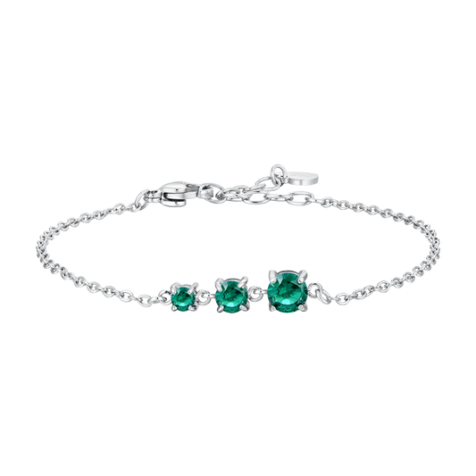 BRACCIALE DONNA IN ACCIAIO CON ZIRCONI VERDI