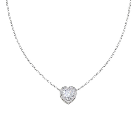 Collana con Cuore di Zircone Bianco