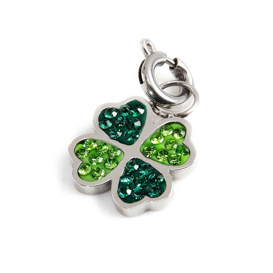 Charm quadrifoglio con cristalli