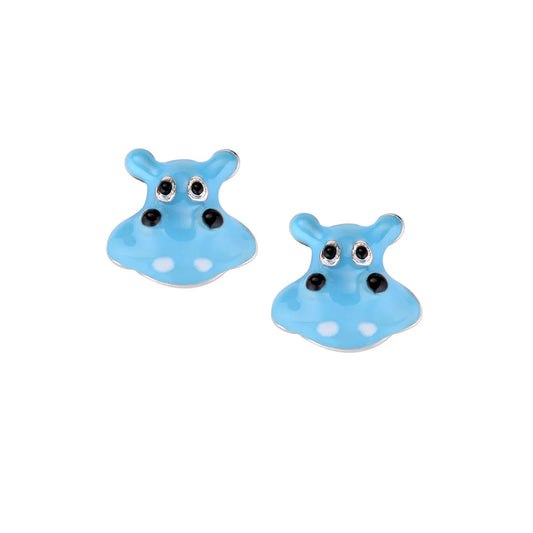 Orecchini Junior Ippopotamo in Argento e Smalto