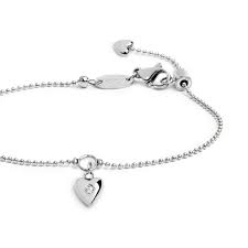 Bracciale catena a sfere con cuore con zircone BIANCO