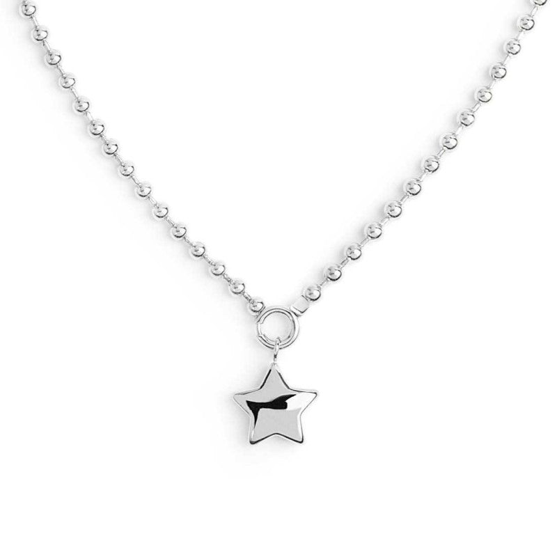 Collana catena a sfere con stella BIANCO