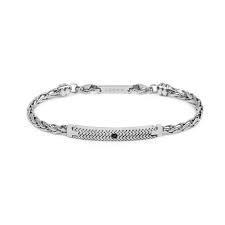 Bracciale catena a sonaglio piatta zircone centrale
