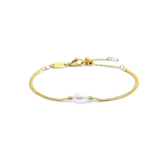 BRACCIALE CATENA SNAKE GOLD CON PERLA