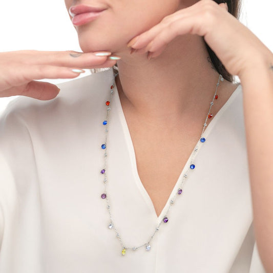 Collana zirconi e sfere SW MULTICOLORE (BASE BIANCA )