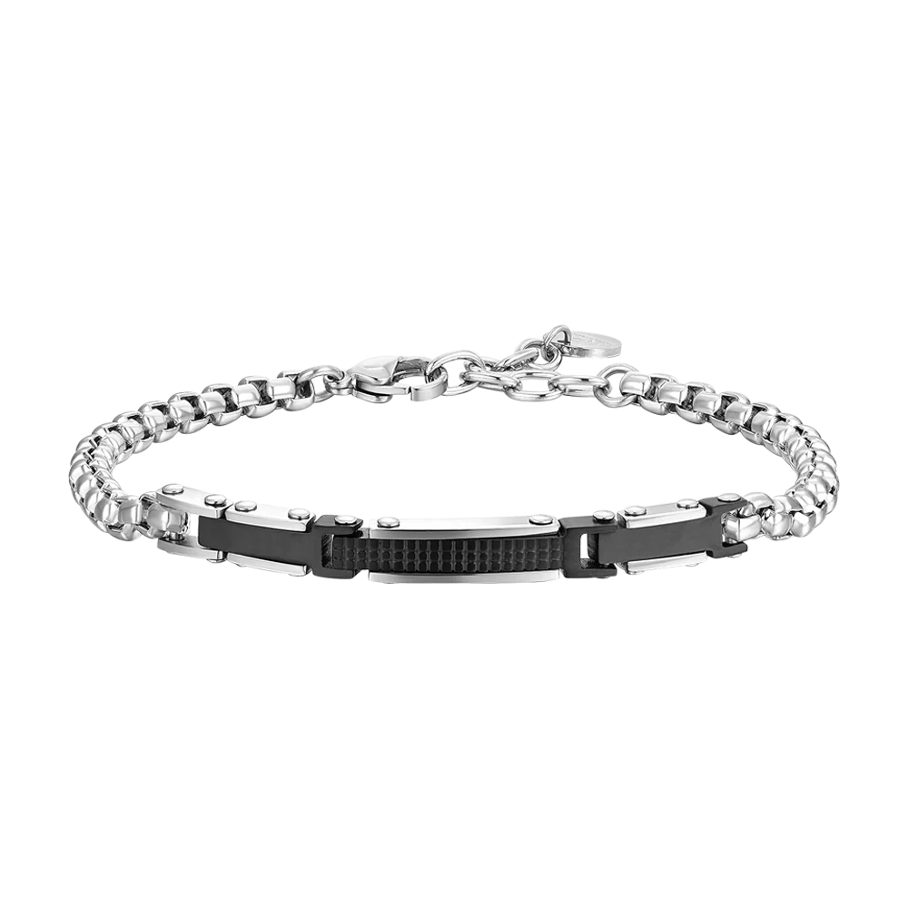 BRACCIALE UOMO IN ACCIAIO ED ELEMENTI IN ACCIAIO IP BLACK