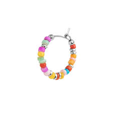 ORECCHINO A CERCHIO CON PERLINE COLORATE BASE GIALLA