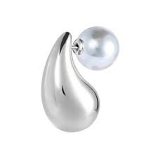 Orecchino a lobo goccia 2,6 cm con chiusura perla BIANCO