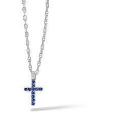COLLANA CON CROCE ZIRCONI BLU E ARGENTO