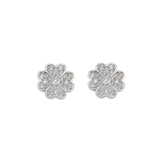 Orecchini "Quadrifoglio" in Argento con Zirconi