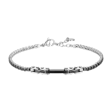 BRACCIALE TENNIS UOMO IN ACCIAIO CON CERAMICA NERA E ZIRCONI NERI