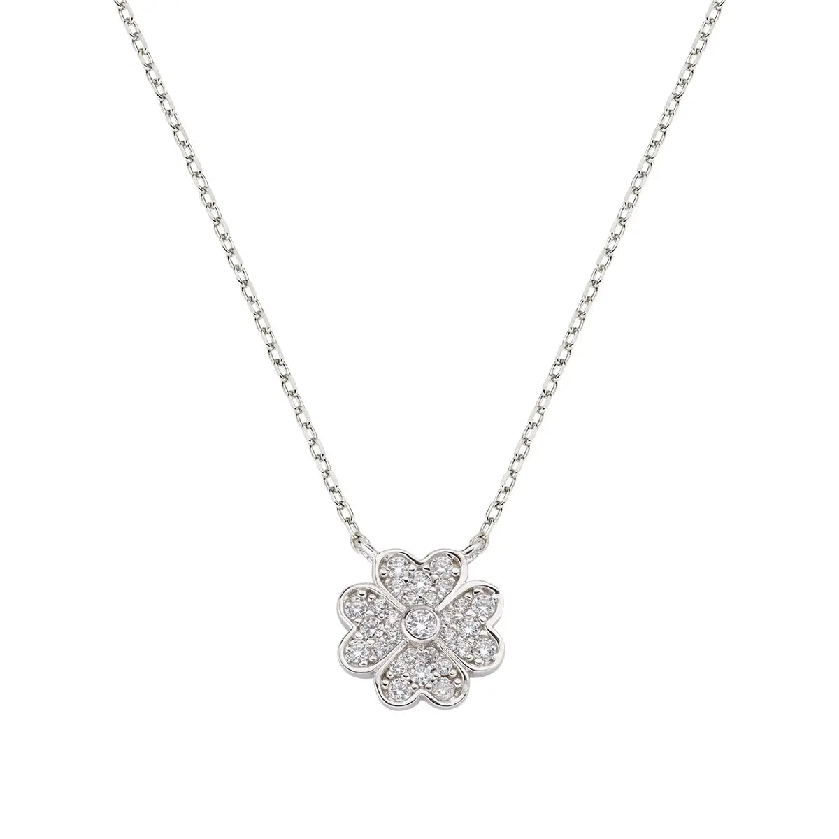 Collana "Quadrifoglio" in Argento con Zirconi