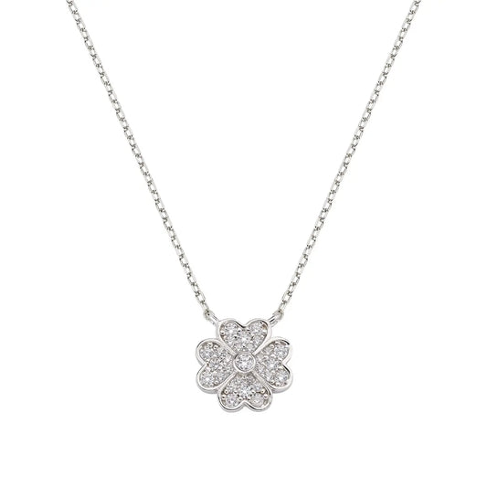 Collana "Quadrifoglio" in Argento con Zirconi
