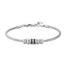 BRACCIALE UOMO IN ACCIAIO CON ELEMENTO CON SMALTO NERO