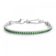 Bracciale tennis zirconi baguette catena snake squadrata VERDE
