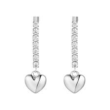 ORECCHINI DONNA IN ACCIAIO CON CUORE E ZIRCONI BIANCHI