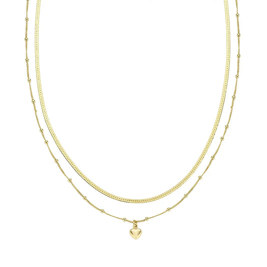 Collana Doppia Catena con Cuore