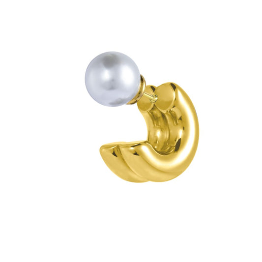 Orecchino a lobo a cerchietto doppio 1,5cm con chiusura perla ( GIALLO )