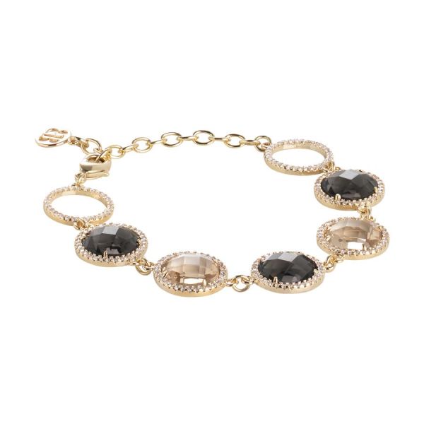 Bracciale con cristalli champagne, smoky quartz e zirconi