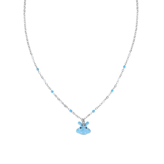 Collana Junior con Ippopotamo in Argento e Smalto