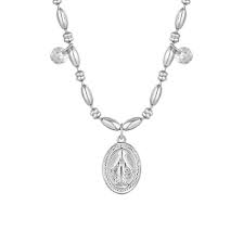 COLLANA DONNA IN ACCIAIO CON MADONNINA MIRACOLOSA E ZIRCONI BIANCHI