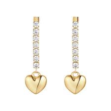 ORECCHINI DONNA IN ACCIAIO IP GOLD CON CUORE E ZIRCONI BIANCHI