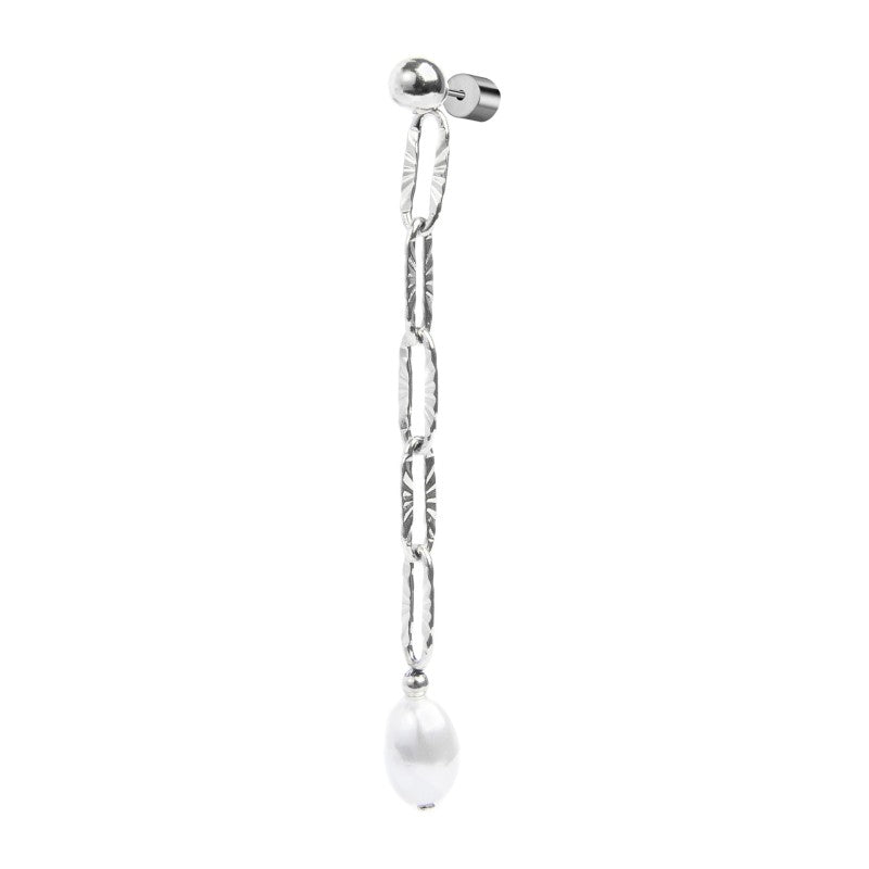 ORECCHINO PENDENTE CON CATENA E PERLA BIANCO
