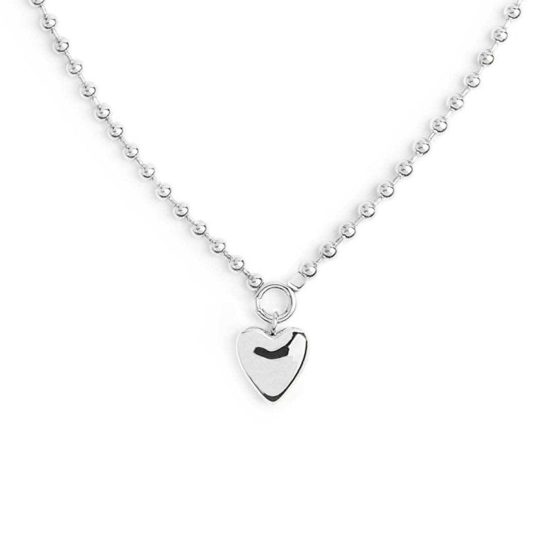Collana catena a sfere con cuore BIANCO