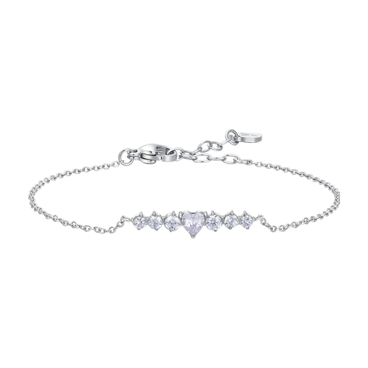 BRACCIALE DONNA IN ACCIAIO CON CUORE E CRISTALLI BIANCHI