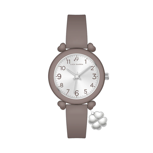 OROLOGIO DONNA GRIGIO CON CHARM QUADRIFOGLIO