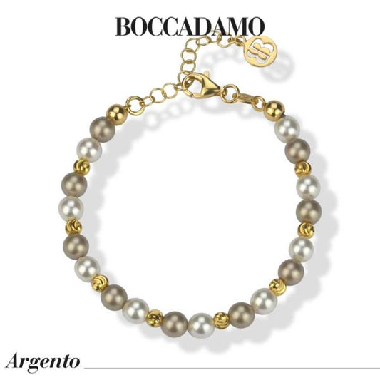 Bracciale placcato oro giallo con perle platinum e white