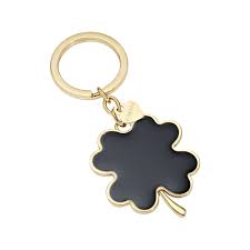 Portachiavi Emotion Quadrifoglio Nero Dorato con Smalto