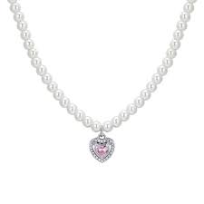 COLLANA PERLE DONNA CON CUORE SW ROSA